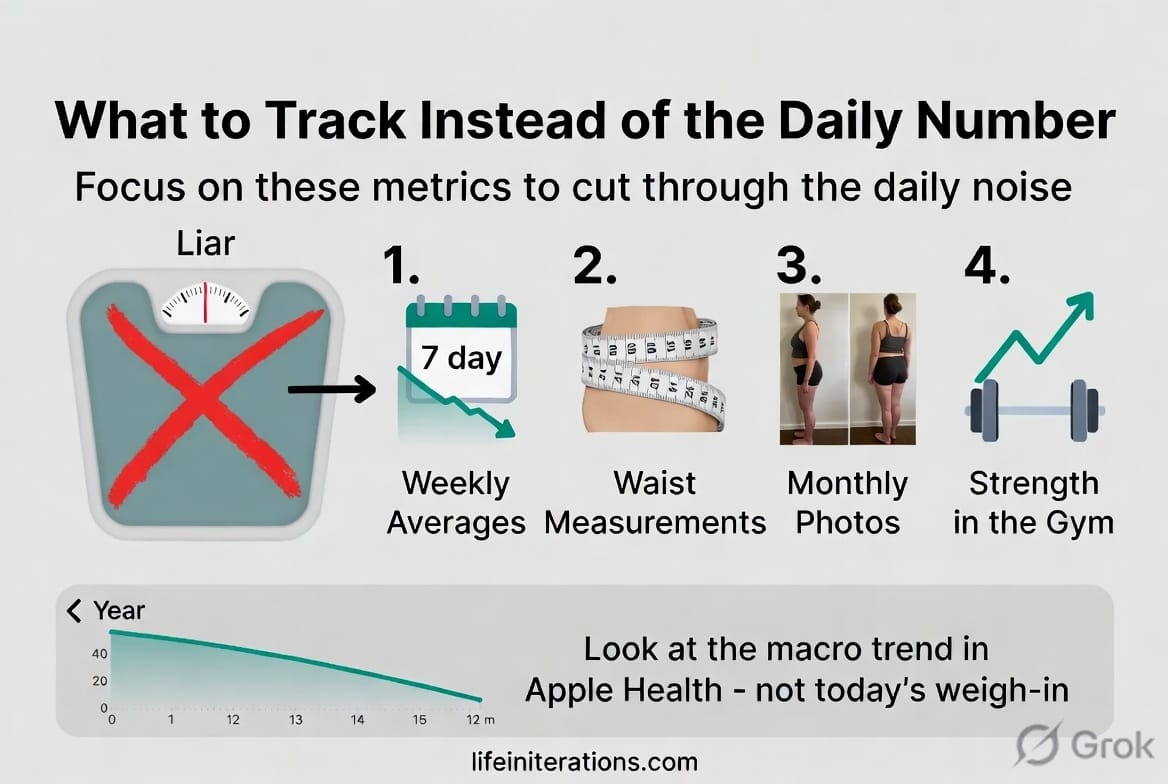 Chart comparing daily scale weight fluctuation against a smoothed weekly trend line