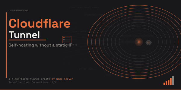Illustration of a Cloudflare Tunnel connecting a home server to the internet without a static IP