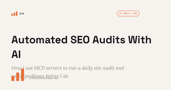 Automated SEO Audits With AI cover graphic with coral ascending bars and the i++ logomark